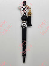 Load image into Gallery viewer, Beaded Pen Cow Print Black/Black