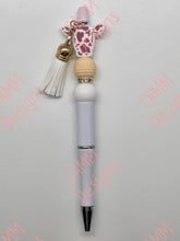 Load image into Gallery viewer, Beaded Pen Cow Print Mauve/White