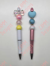 Load image into Gallery viewer, Beaded Pen Rose Gold w/Blue Heart