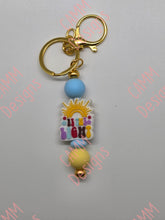 Load image into Gallery viewer, Beaded Keychain Be the Light Gold