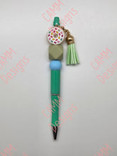Load image into Gallery viewer, Beaded Pen Donut Glitter Green
