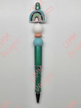 Load image into Gallery viewer, Beaded Pen Lrg Rainbow Green/Green
