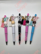 Load image into Gallery viewer, Beaded Pen Cow Print Mauve/Blue
