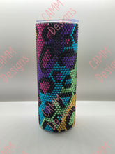 Load image into Gallery viewer, 20 oz. Rhinestone Tumbler Rainbow Cheetah
