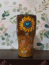 Load image into Gallery viewer, 30 oz. Modern Curve Tumbler Turquois &amp; Sunflowers
