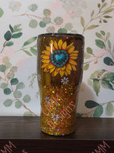 Load image into Gallery viewer, 30 oz. Modern Curve Tumbler Turquois &amp; Sunflowers
