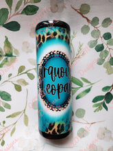 Load image into Gallery viewer, 30 oz. Skinny Tumbler Turquois &amp; Leopard
